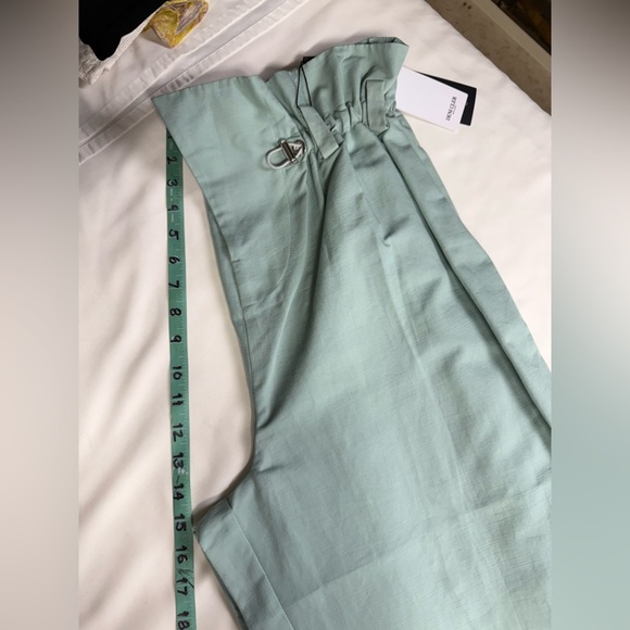 DENI CLER Mint Green paperbag waist cropped pants size 8 - Picture 11 of 12